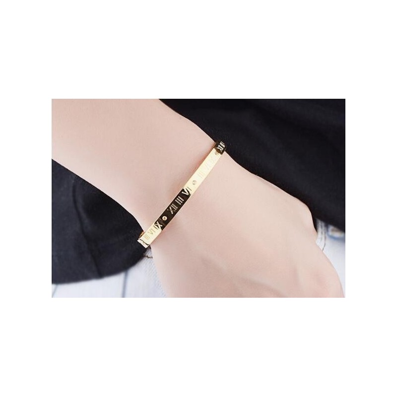 Elegant bracelet - hollow out lucky Roman numerals - titanium steel - unisexBracelets