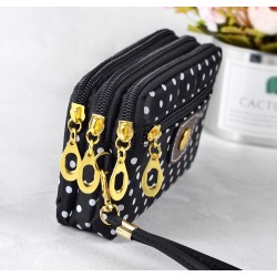 Small clutch bag - triple zipper - wrist strap - dots patternBags