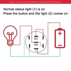 Metal push button switch - two-color LED - waterproof - momentary reset - 12V - 220V - 199mm - 22mmSwitches