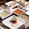 Elegant tableware - white porcelain dinner set - cups - saucers - platesCutlery