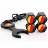 Car wheel valves - metal caps - with wrench - keychain - Germany flag logo - 4 piecesValve caps