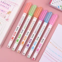 Roller pens - artistic highlighters - with patterns - stars - lines - clouds - hearts - 6 piecesPens & Pencils