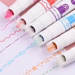 Roller pens - artistic highlighters - with patterns - stars - lines - clouds - hearts - 6 piecesPens & Pencils