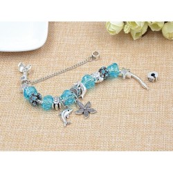 Stylish silver bracelet - starfish / dolphin / beads / turtle - crystalsBracelets