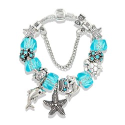 Stylish silver bracelet - starfish / dolphin / beads / turtle - crystalsBracelets