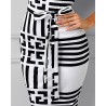 Classic midi dress - three quarters sleeve - geometric black color stripesDresses