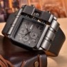 OULM 3364 - large square sports watch - Quartz - wide leather strapWatches