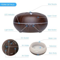 Ultrasonic air humidifier - essential oils diffuser - wood grain - LED - 500 mlHumidifiers