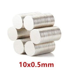 N52 - neodymium magnet - strong disc - 10 mm * 0.5 mm - 100 piecesN52
