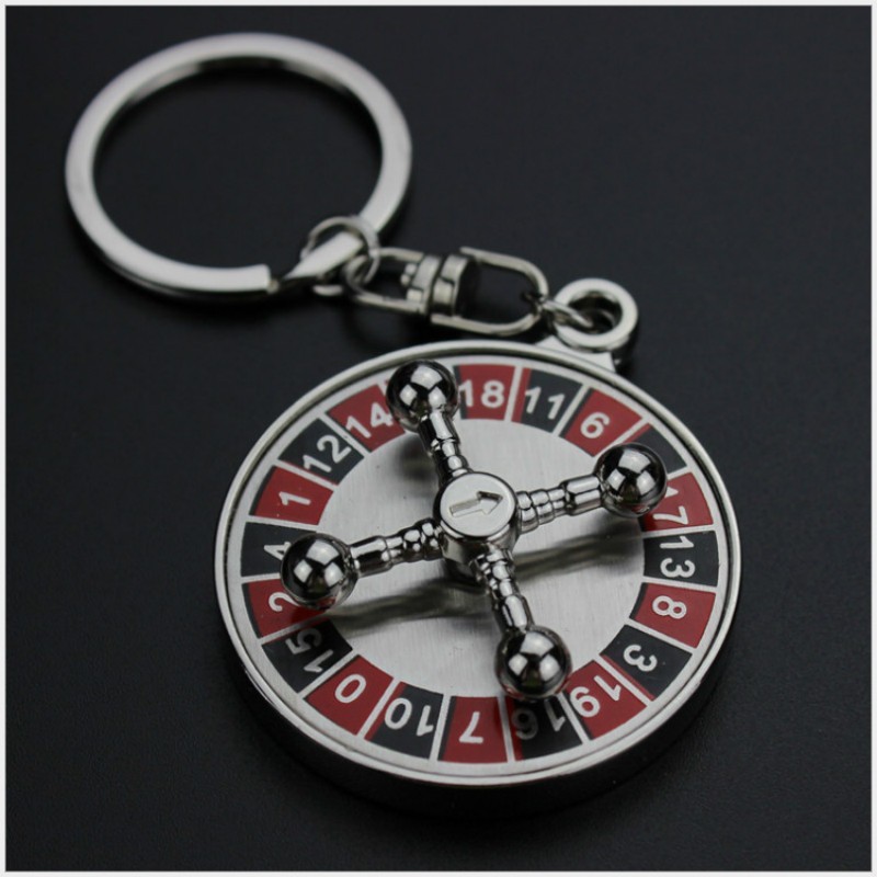 Spinning Russian roulette - rotatable round keychainKeyrings