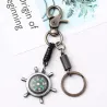 Vintage bronze keychain - rudder wheel / compassKeyrings