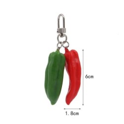 Double red / green chilli pepper - keychainKeyrings