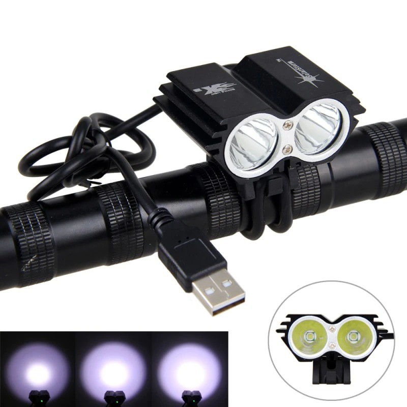 Front bicycle dual lamp - waterproof - USB - 8000LM - 2 X T6 LEDLights