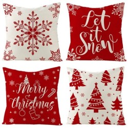 Decorative Christmas cushion cover - red with print - 40 * 40 cmCushion covers