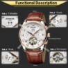 KINYUED - mechanical tourbillon watch - skeleton design - leather strapWatches