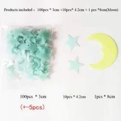 Luminous wall / ceiling stickers - kids bedroom decoration - moon / stars - 111 piecesWall stickers