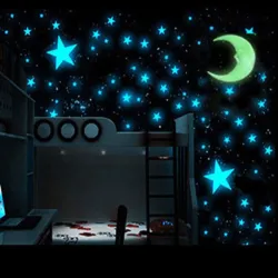 Luminous wall / ceiling stickers - kids bedroom decoration - moon / stars - 111 piecesWall stickers