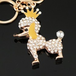 Crystal dog with crown - keychainKeyrings