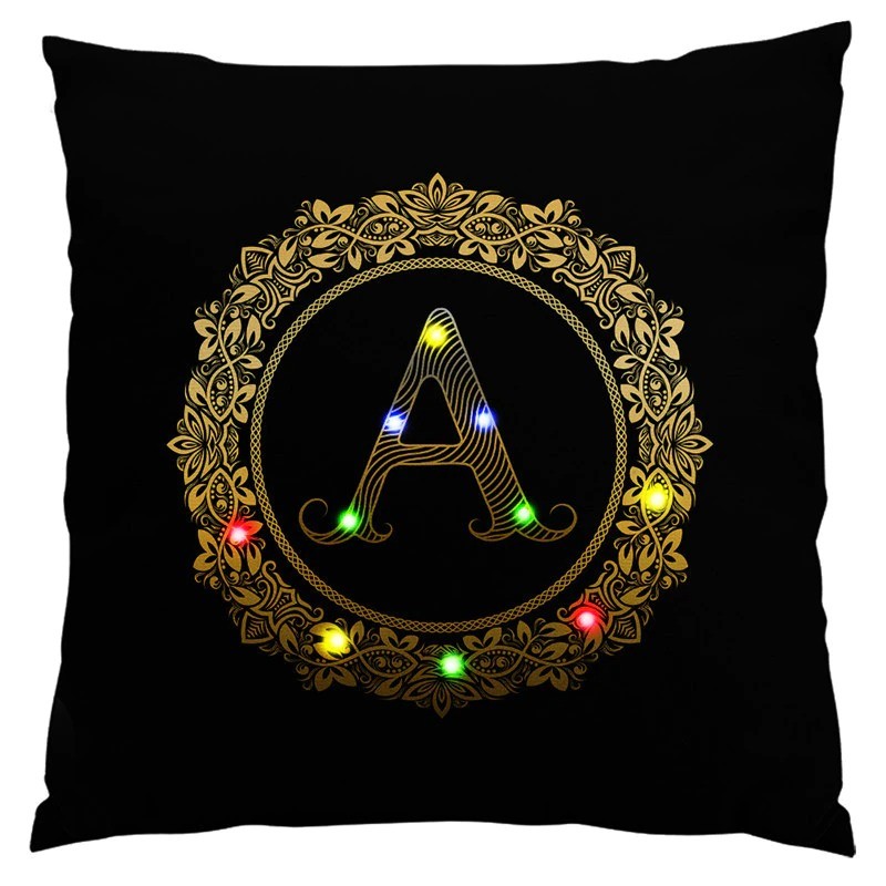 Decorative cushion cover - LED - golden English alphabet - 45 cm * 45 cmCushion covers