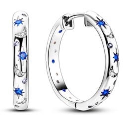 Round earrings - crystal stars / moon - 925 sterling silverEarrings