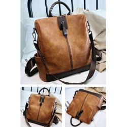 Vintage leather backpack - shoulder bag - large capacityBackpacks