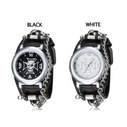Sports Quartz watch - skull / chain - punk / gothic style - leather strapWatches