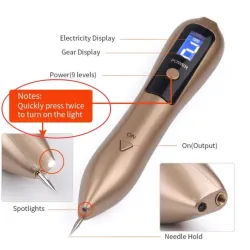 Laser plasma pen - freckles / mole / dark spots removal - LCD LED displaySkin