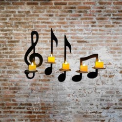 Wall mounted candle holder - black music notesCandles & Holders