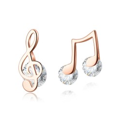 Musical notes earrings - with crystal - 925 Sterling silverEarrings