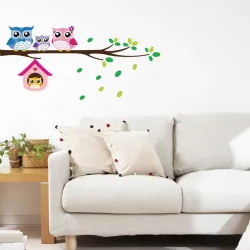 Owl family on tree / birds - vinyl wall sticker - removableWall stickers