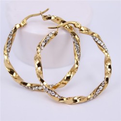 Golden hoop earrings with crystalsEarrings