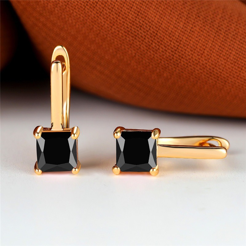 Elegant gold earrings - with square zirconEarrings