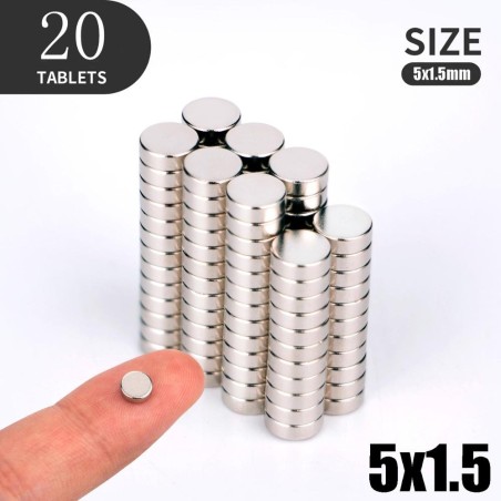 N35 - neodymium magnet - strong disc - 5mm * 1.5mm - 20 piecesN35