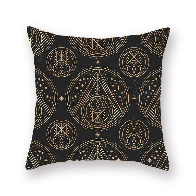 Black cushion cover - golden-bronzing pattern - 45cm * 45cmCushion covers
