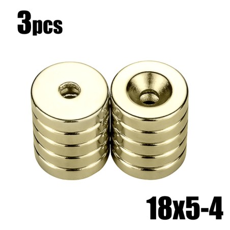 N35 - neodymium magnet - strong disc - 18mm * 5mm - with 4mm hole - 3 piecesN35