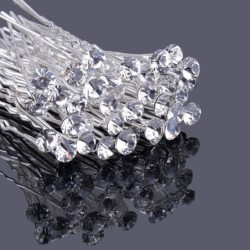 Silver hair pins - with crystals - 10 piecesHair clips