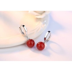 Silver round earrings - with ballEarrings