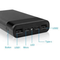 Power bank - fast charging - 6 * 18650 battery box - 20000mAh USB type C - 5VPower Banks