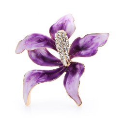 Purple orchid flower with crystals - broochBrooches