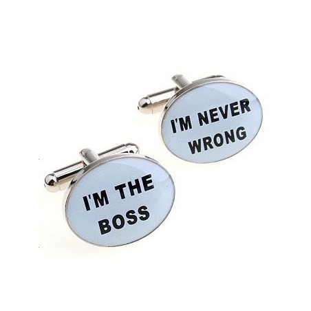 "I'm the boss" / I'm never wrong" - silver cufflinksCufflinks
