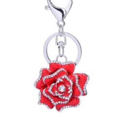 Metal keychain with crystal roseKeyrings