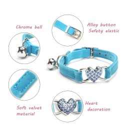 Dog / cat collar - adjustable - with crystal heart / bellCollar & Leads