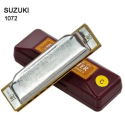 SUZUKI 1072 - silver harmonica - 10 holesHarmonica