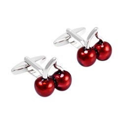 Double red cherries - silver cufflinksCufflinks