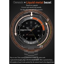 PAGANI - automatic stainless steel watch - mesh strap - waterproof - orangeWatches