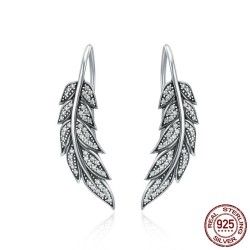Silver crystal feather shaped earrings - 925 sterling silverEarrings