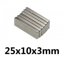 N35 - neodymium magnet - strong rectangle block - 25mm * 10mm * 3mmN35