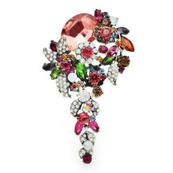 Elegant brooch with crystal flowersBrooches