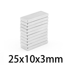 N35 - neodymium magnet - strong rectangular block - 25mm * 10mm * 3mmN35