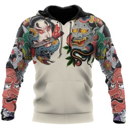 Japanese culture - mask tattoo printed - hoodieHoodies & Sweatshirt